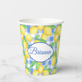 Vasos De Papel Glass personalizado de Gingham azul