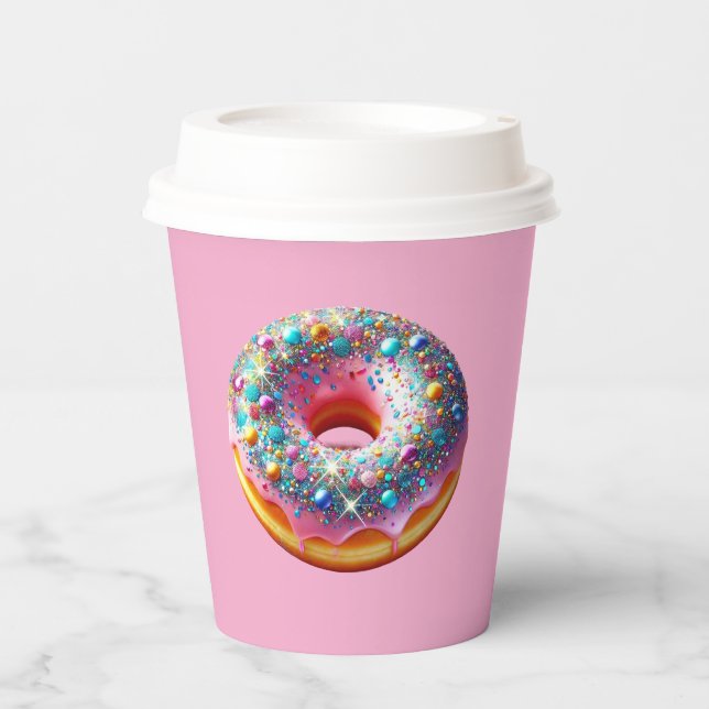 Vasos De Papel Glitter donut paper cup. (Anverso)