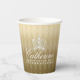 Vasos De Papel Glittering Crown Luxury Gold
