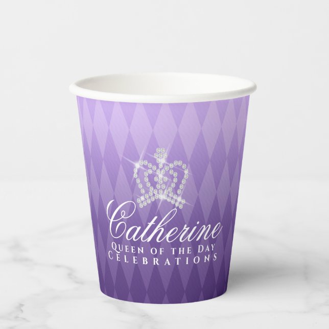 Vasos De Papel Glittering Crown Luxury Purple (Anverso)