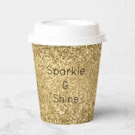 Vasos De Papel Glitzy Gold Glam Purpurina Sparkle