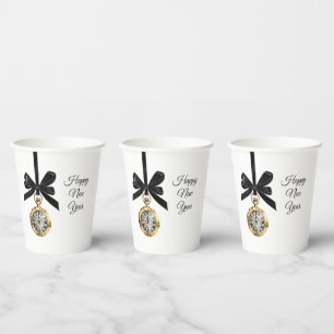 Vasos De Papel Glitzy Gold Plata Año Nuevo Hora de Medianoche  