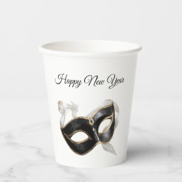 Vasos De Papel Glitzy Gold Silver New Year Black Mask