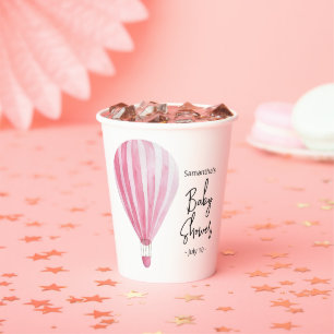 Vasos De Papel Globo de aire caliente rosa Ducha bebé