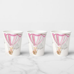 Vasos De Papel Globo de aire caliente rosado Teddy Bear