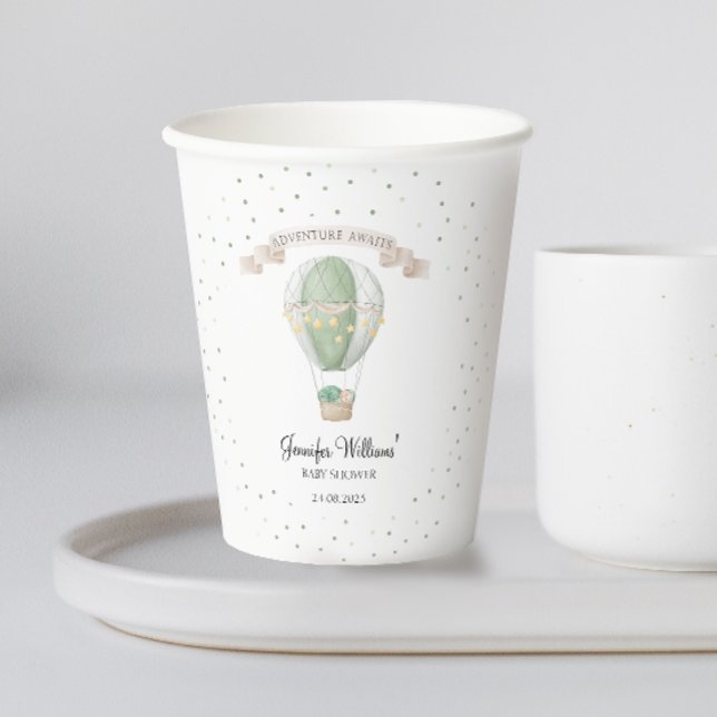 Vasos De Papel Globo de aire verde niño bebé ducha papel (Subido por el creador)