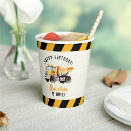 Vasos De Papel Globo de cumpleaños de la zona de construcción del