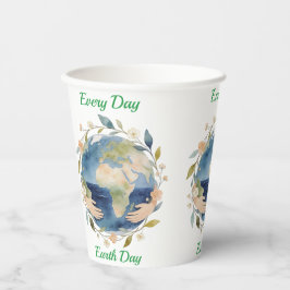 Vasos De Papel Globo floral del Día de la Tierra todos los días c