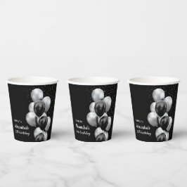 Vasos De Papel Globo Gris Negro Chic Aplausos Para Cumpleaños