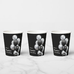 Vasos De Papel Globo Gris Negro Chic Aplausos Para Cumpleaños