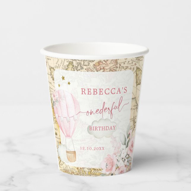 Vasos De Papel Globo rosa de aire caliente, no es maravilloso cum (Anverso)