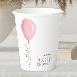 Vasos De Papel Globo rosa minimalista Oh Chica Baby Shower