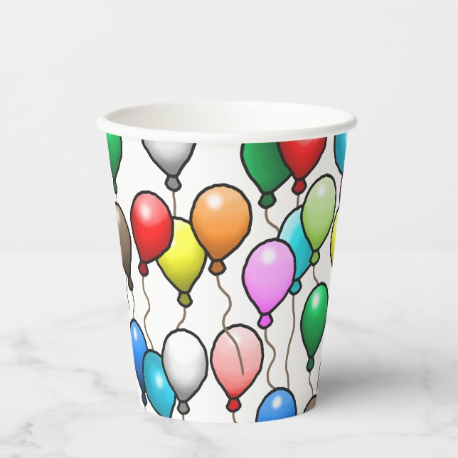 Vasos De Papel Globos de cumpleaños (Anverso)