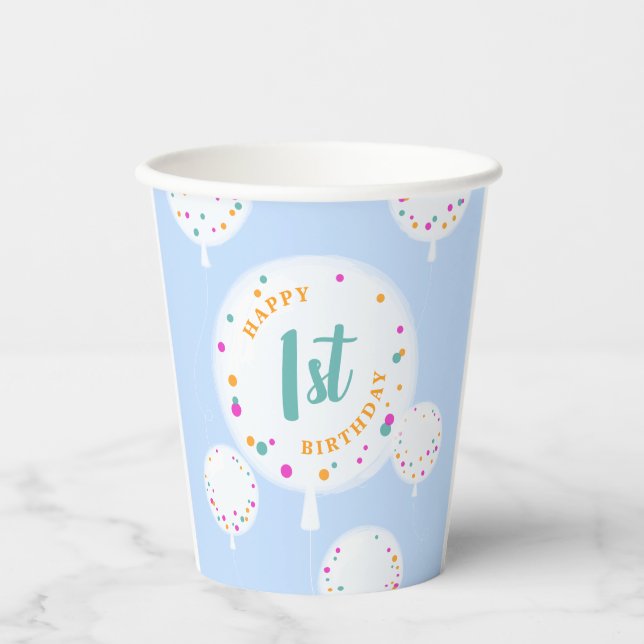 Vasos De Papel Globos de cumpleaños tazas de papel personalizable (Anverso)
