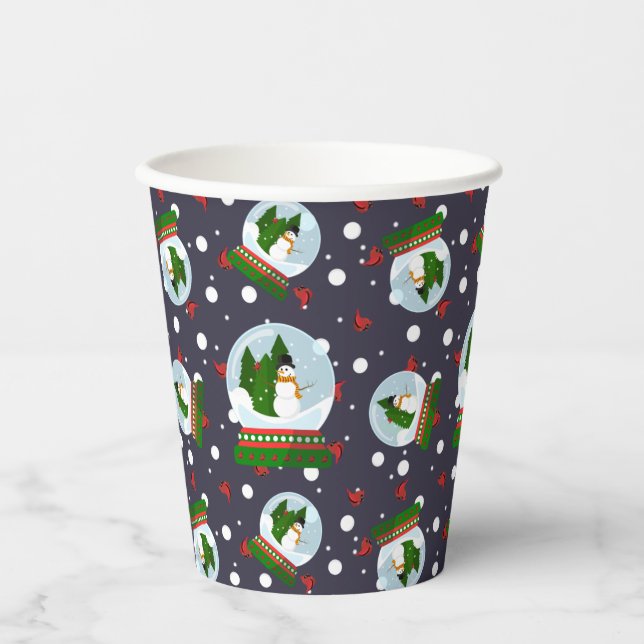 Vasos De Papel Globos de nieve de muñeco de nieve (Anverso)