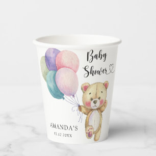 Vasos De Papel Globos de osito de peluche - Baby Shower