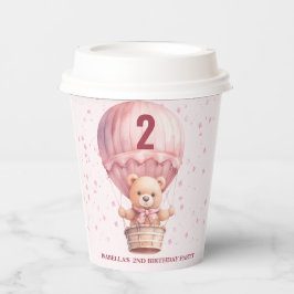 Vasos De Papel Globos de osito de peluche rosa Tazas de papel de 