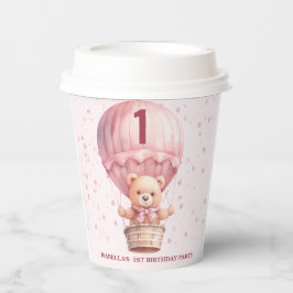 Vasos De Papel Globos de osito de peluche rosa Tazas de papel de 