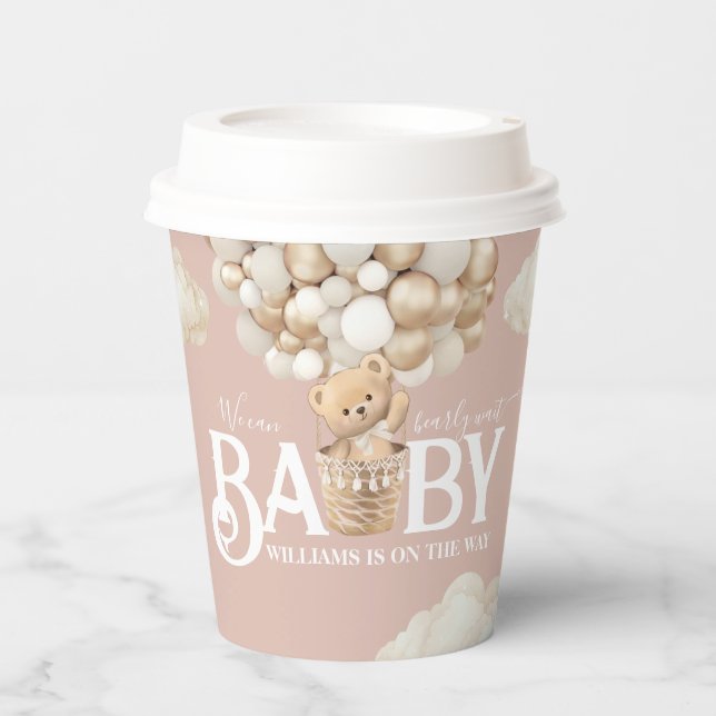 Vasos De Papel Globos de oso Bearly Wait Baby Shower (Anverso)