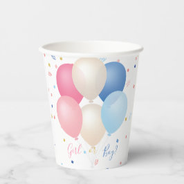 Vasos De Papel Globos rosas azules y género confetti neutro