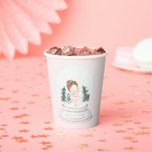 Vasos De Papel Glóbulo De Nieve De Razonador Rosa