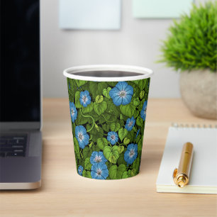 Vasos De Papel Gloria matutina en azul y verde