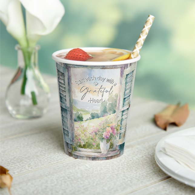 Vasos De Papel Glorioso acuarela floral ventana (in situ)