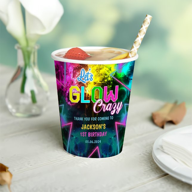 Vasos De Papel Glow Neon Lights Gracias Por La Fiesta De Cumpleañ (Subido por el creador)