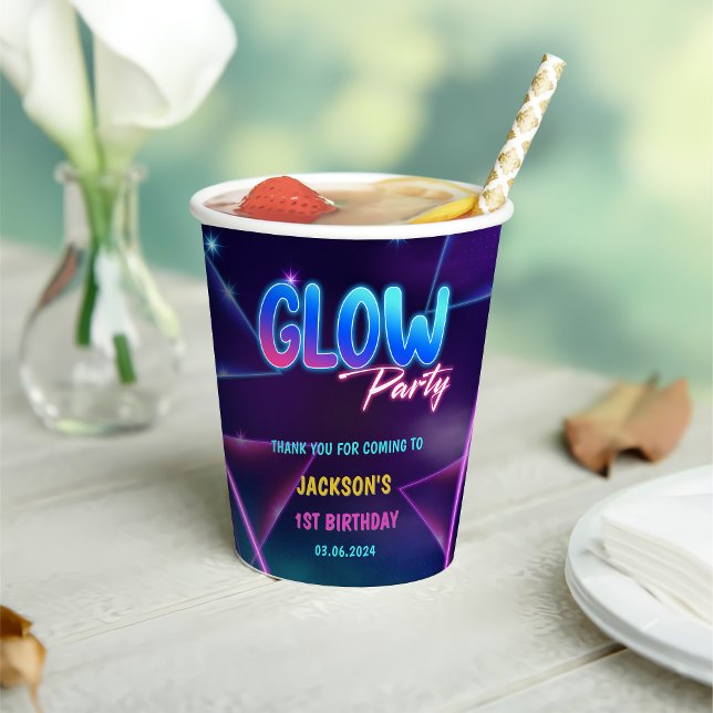 Vasos De Papel Glow Neon Lights Gracias Por La Fiesta De Cumpleañ (Subido por el creador)