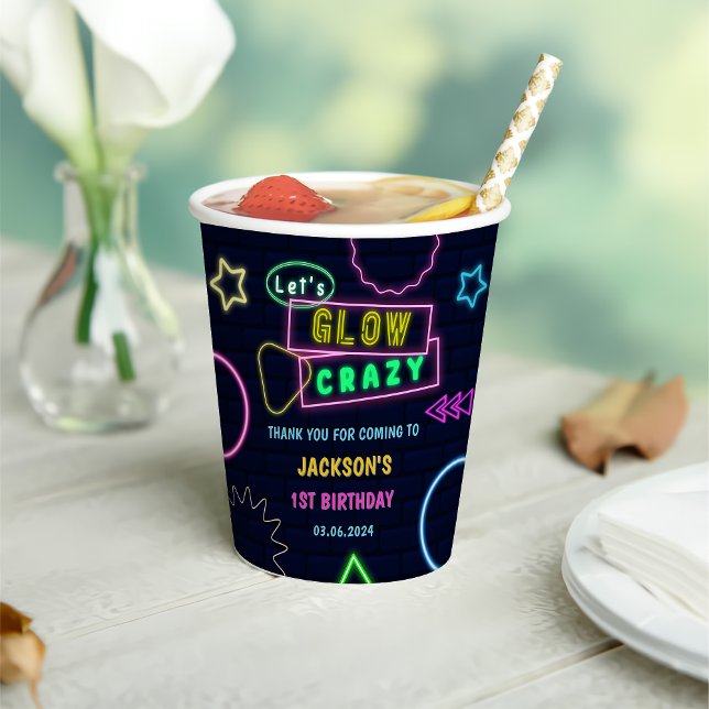 Vasos De Papel Glow Neon Lights Gracias Por La Fiesta De Cumpleañ (Subido por el creador)