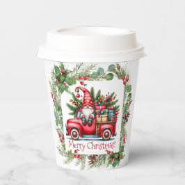 Vasos De Papel Gnome en Camión Rojo lleno de regalos