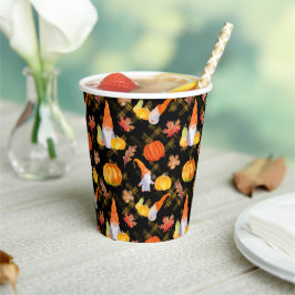 Vasos De Papel Gnomes De Acuarela, Calabazas Y Hojas