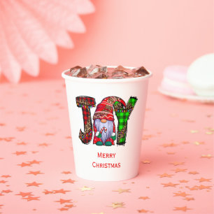 Vasos De Papel Gnomos de Alegría Personalizados Feliz Navidad