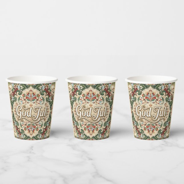 Vasos De Papel God Jul Norwegian Norway Christmas Paper Cups (Multi)
