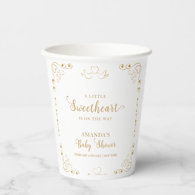 Vasos De Papel Gold Elegant SValentine Baby Shower (Anverso)
