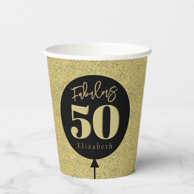 Vasos De Papel Gold Fabulous 50 cumpleaños (Reverso )