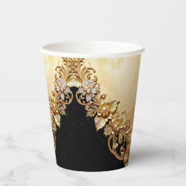 Vasos De Papel Gold Floral Embellishments Paper Cups