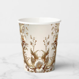 Vasos De Papel Gold Floral Paper Cups