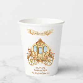 Vasos De Papel Gold Flower Prince Carriage Baby Shower Welcome