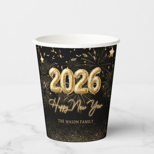 Vasos De Papel Gold New Year's Eve Party Paper Cups (Anverso)