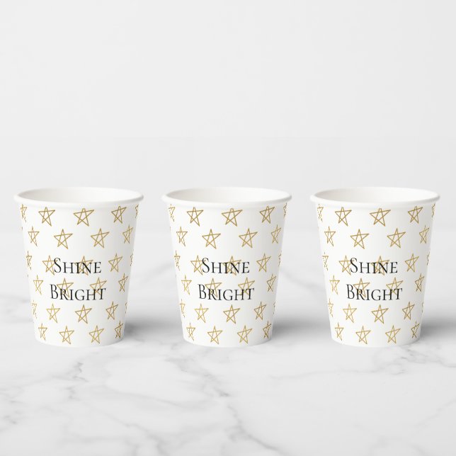 Vasos De Papel Gold Stars Shine Bright (Multi)