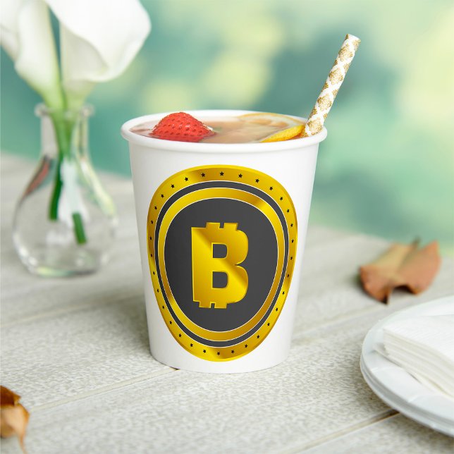 Vasos De Papel Golden Bitcoin Symbol Digital Currency (Subido por el creador)