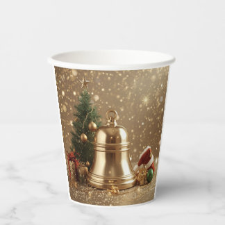 Vasos De Papel Golden Christmas Bell Paper Cup Design