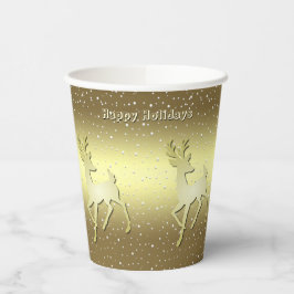 Vasos De Papel Golden Reindeer Snowy Holiday Paper Cups