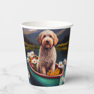 Vasos De Papel Goldendoodle en un remo: Una aventura escénica