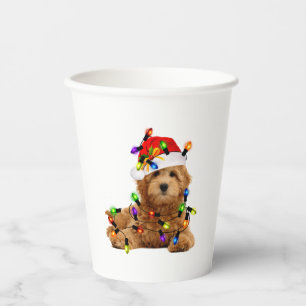 Vasos De Papel Goldendoodle Santa Dog