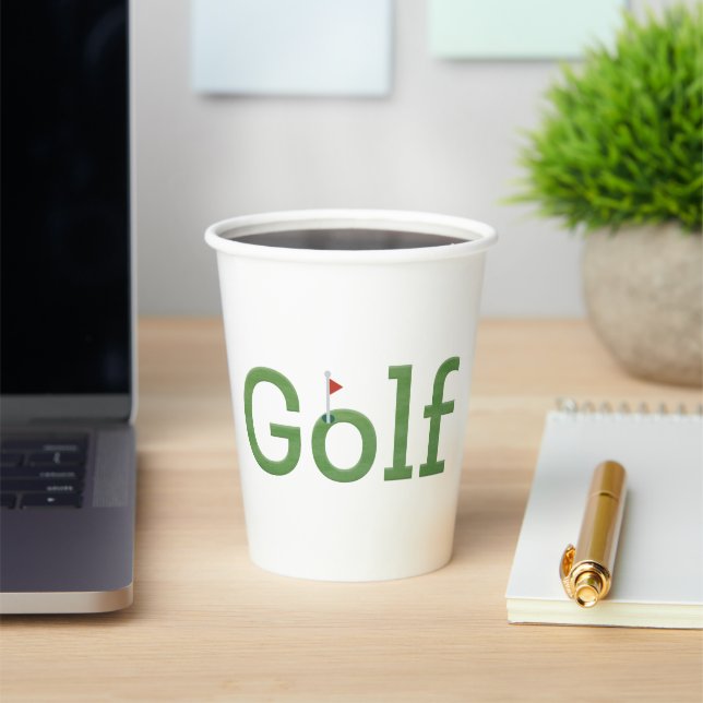 Vasos De Papel GOLF con tazón de café Flagstick (in situ)