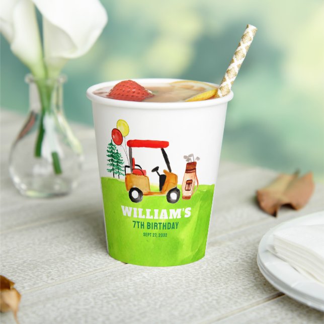 Vasos De Papel Golf Golfers Par-tee Kids Cumpleaños moderno (in situ)