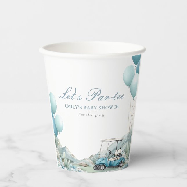 Vasos De Papel Golf Let's Par-tee Blue Baby Shower (Anverso)