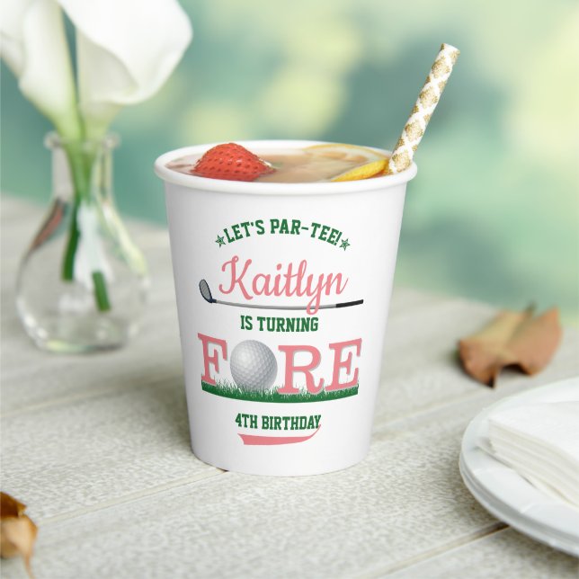 Vasos De Papel Golf PAR-TEE 4º cumpleaños (in situ)